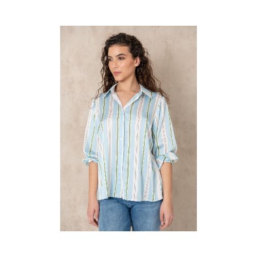 Camisa Stripes - Celeste