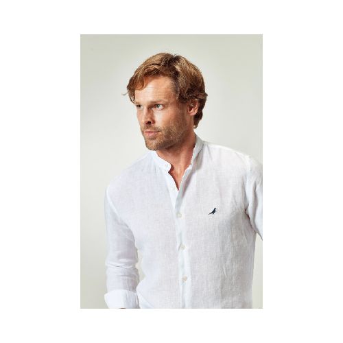 Camisa Lino cuello Mao - Blanca