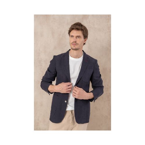 Saco lino Slim Fit - Azul marino