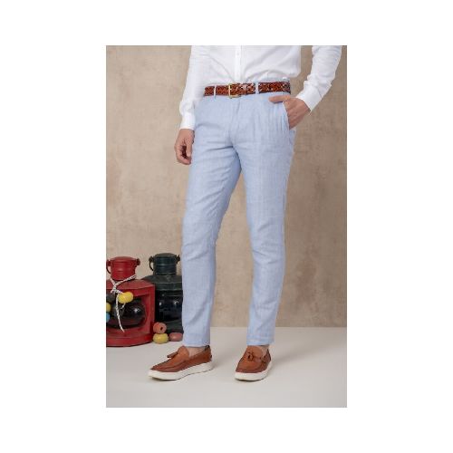 Pantalón de lino Slim Fit - Sky Blue