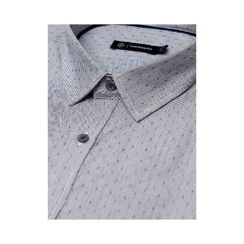 Camisa m/l jacquard - azul marino