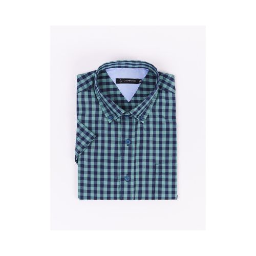 Camisa m/c cuadros - verde/azul