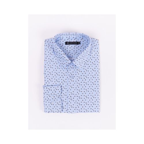 Camisa m/l estampada - celeste