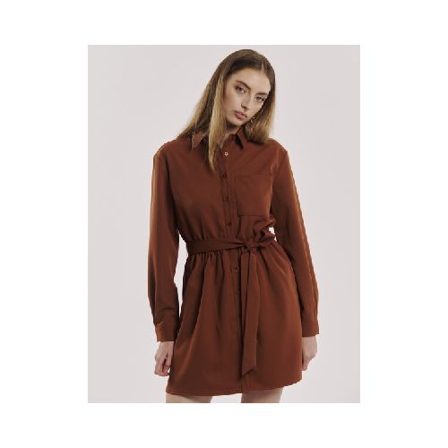 Vestido mini camisero - cobre