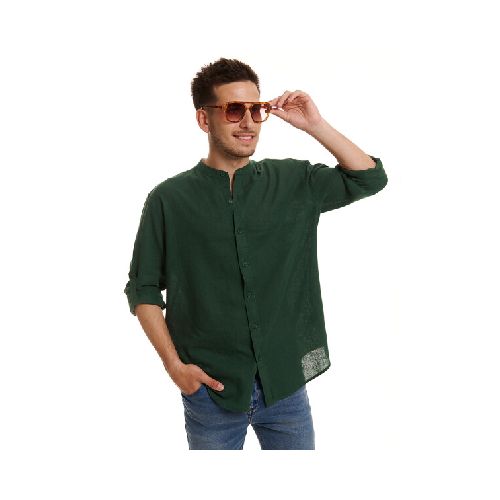 Camisa m/l lino - verde