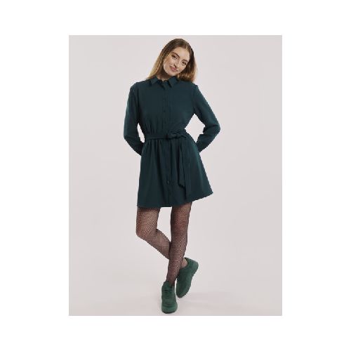 Vestido mini camisero - verde oscuro