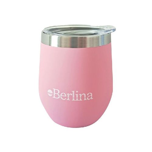 Mate con tapa 220ml Berlina ROSADO, doble pared de acero inoxidable en caja