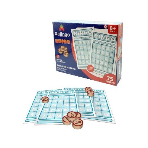 Juego de mesa bingo, 75 bolillas de madera XALINGO, en caja  