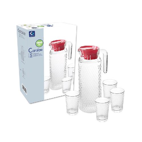 Jarra de vidrio 1L con 4 vasos 200ml, en caja  Ninguna