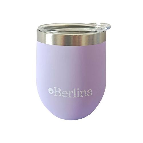 Mate con tapa 220ml Berlina VIOLETA, doble pared de acero inoxidable en caja