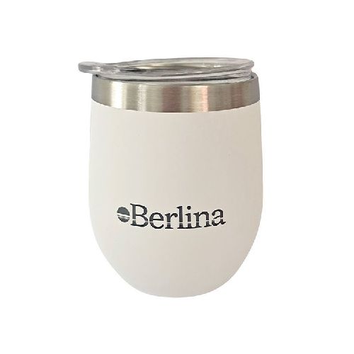 Mate con tapa 220ml Berlina BLANCO, doble pared de acero inoxidable en caja