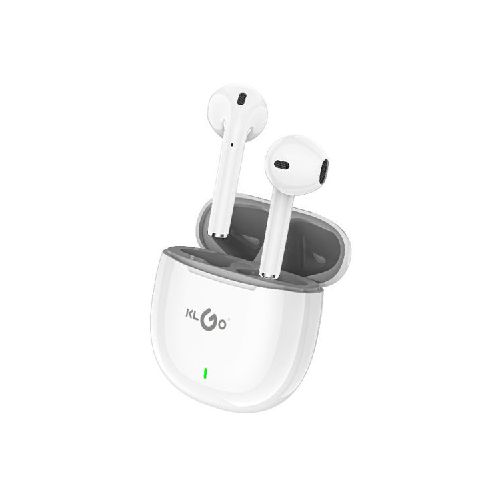 Auriculares inalámbricos Bluetooth V5.3 TRUE, KLGO con cargador, color blanco, en caja  