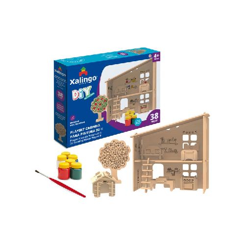 Puzzle 3D casita para pintar con témperas, XALINGO en caja  Ninguna