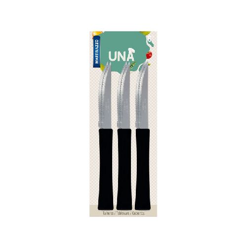 Cubiertos cuchillo de mesa x6 en blister, acero inoxidable NEGRO, UNA MARTINAZZO  