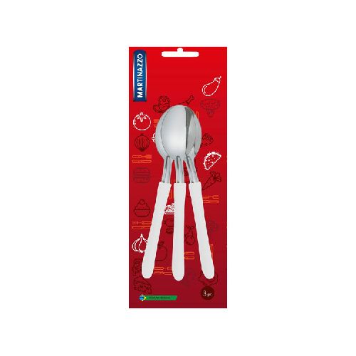 Cubiertos cucharas de postre x3 en blister acero inoxidable BLANCO, ELEGANCE MARTINAZZO  