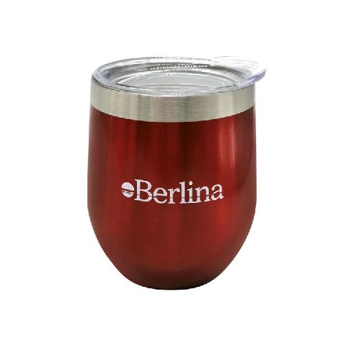 Mate con tapa 220ml Berlina ROJO, doble pared de acero inoxidable en caja  