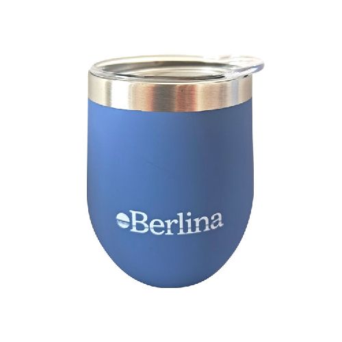 Mate con tapa 220ml Berlina AZUL, doble pared de acero inoxidable en caja  