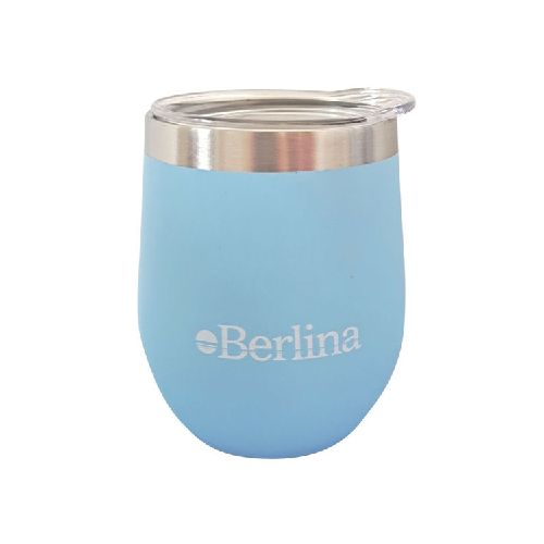 Mate con tapa 220ml Berlina CELESTE, doble pared de acero inoxidable en caja  