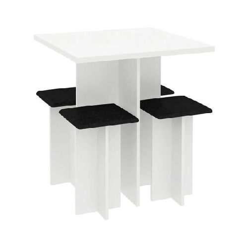 Juego De Comedor Mesa con 4 Sillas Banquetas - Blanco