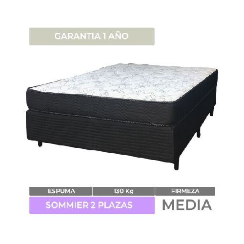 Sommier 2 Plazas Box y Colchón Mulata Firm Reversible 100% Espuma 138 x 188 x 20 cm - 130 Kg