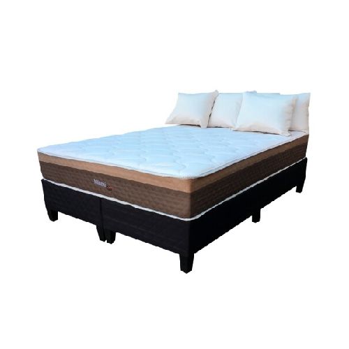 Dos Plazas Sommier Miami Espuma y Resortes con Box Doble 140 x 188 x 59 cm - 120 Kg