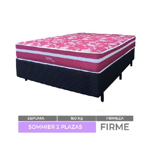 Sommier 2 Plazas Box y Colchón Qatar Espuma EPS138 x 188 x 64 cm - 150 Kg