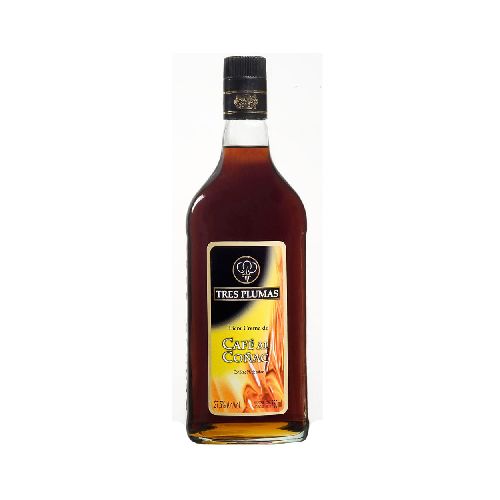 Licor TRES PLUMAS café al coñac 750 ml - Disco