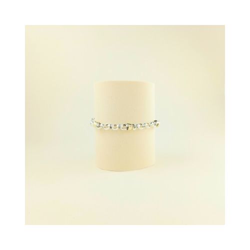 Pulsera rolo de plata 925 con 3 trabas en double de oro 18k, 18.5 cm