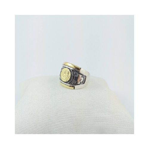 Anillo de plata 925, imagen del Angel de la Guarda (San Rafael) en double de oro 18 ktes.