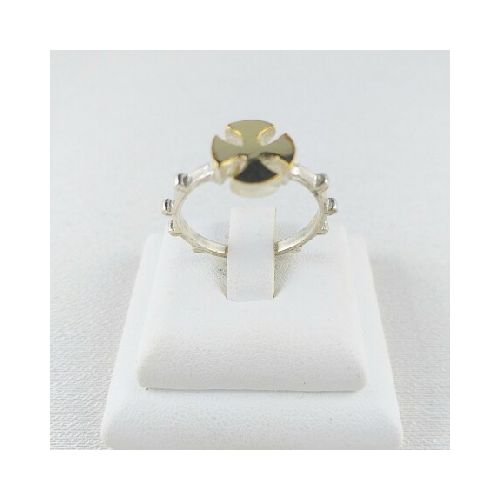 Anillo rosario vasco de plata 925 con la cruz en double de oro 18 ktes. Tamaño de la cruz 0.9 mm * 0.9 mm.