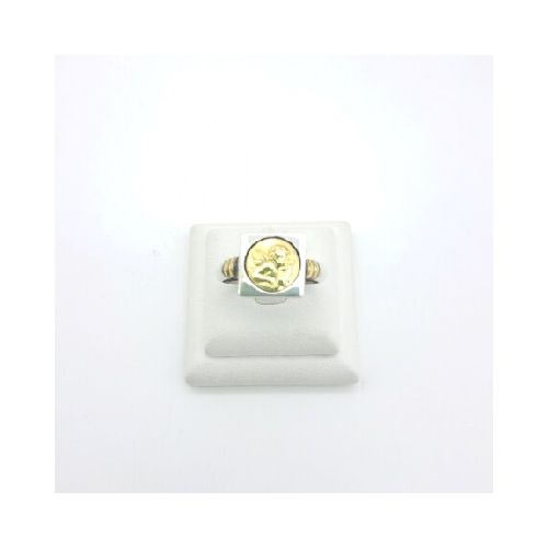 Anillo religioso de plata 925 y double en oro 18 ktes, ANGEL RAFAEL.