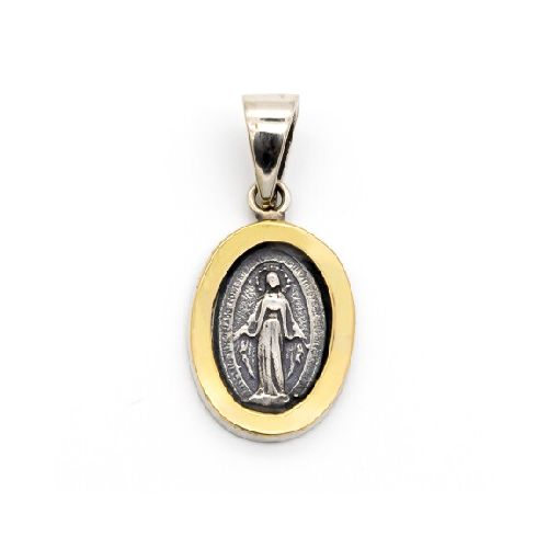 Medalla religiosa de plata 925, double en oro 18 ktes, MILAGROSA.