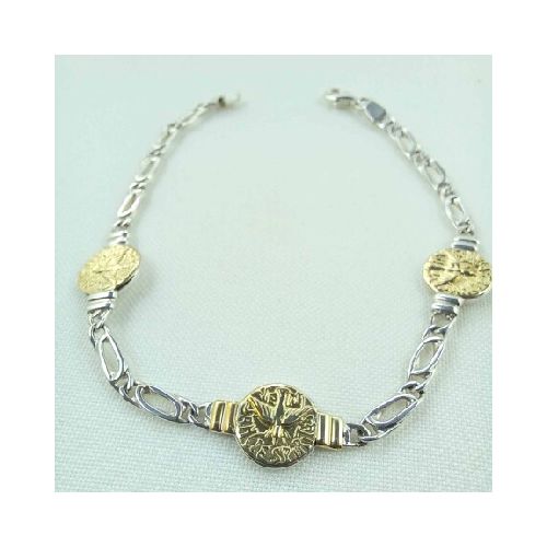 Pulsera de plata 925 con double de oro 18k. Espíritu Santo.