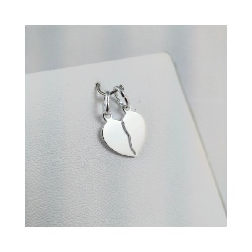 Dije de plata 925 modelo Mitad del Corazón 15mm, ideal para parejas y amigos.