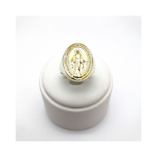 Anillo religioso de plata 925 y double en oro 18 ktes, MILAGROSA.