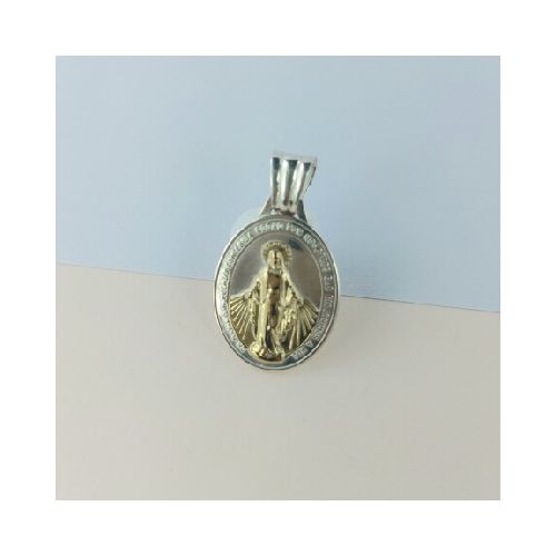 Medalla religiosa de plata 925 y double en oro 18 ktes, MILAGROSA.B