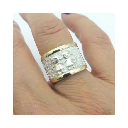 Anillo de plata 925 con double oro 18 Ktes. LINEA KIDS, 2 NENAS.