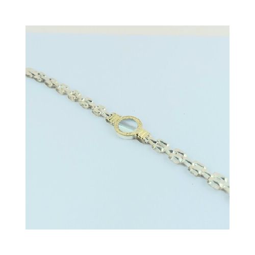 Pulsera de plata 925 y double en oro 18 ktes con nácar.