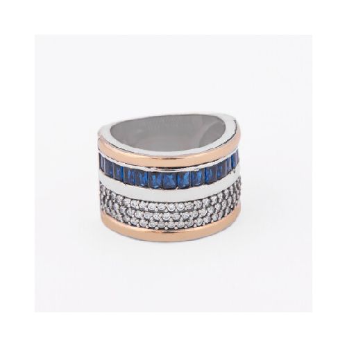 Anillo Nunet Blue - Plata y Oro