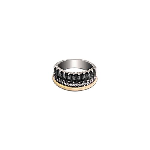 Anillo Cher Black - Plata y Oro