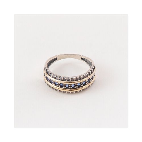 Anillo York Blue - Plata y Oro