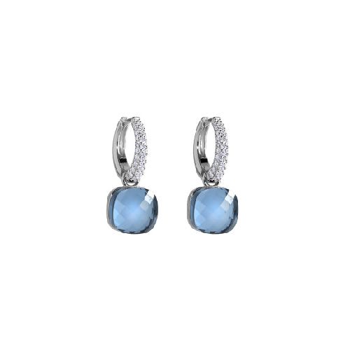 Aros Quinn Silver Sky Blue - Plata 925