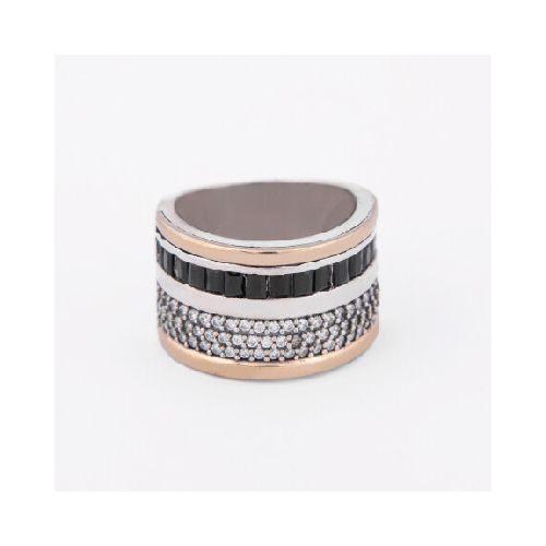 Anillo Nunet Black - Plata y Oro