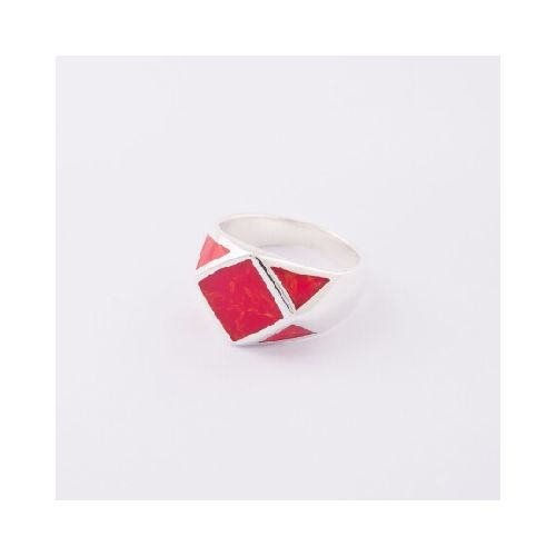 Anillo Rombo Coral - Plata 925