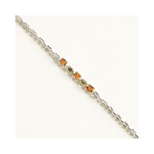 Pulsera Cubic Ambar - Plata y Oro