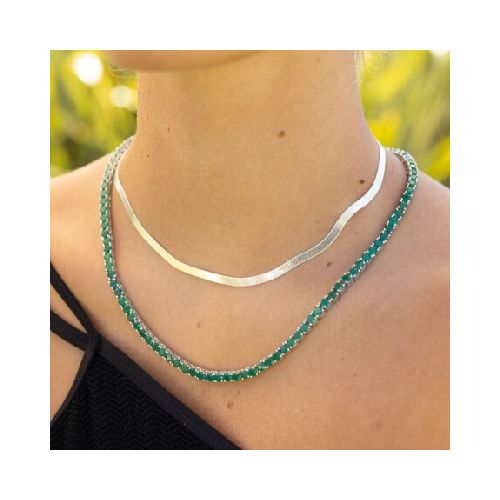 Collar Amara Agata Verde- Plata 925