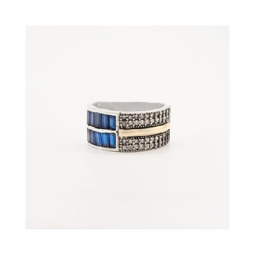 Anillo Stella Blue - Plata y Oro