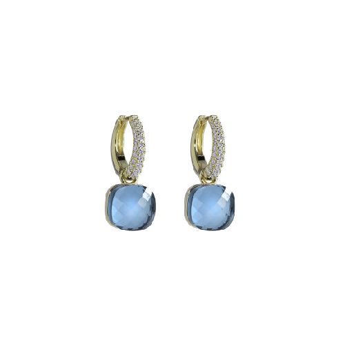 Aros Quinn Gold Sky Blue - Plata y Baño de Oro