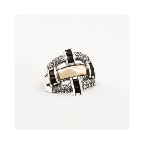 Anillo Rachel Black - Plata y Oro