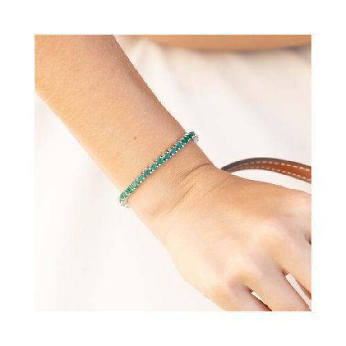 Pulsera Amara Agata Verde - Plata 925